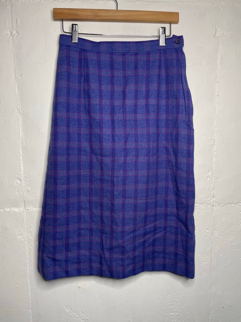 Vintage Pendleton Wool Midi Skirt Purple Plaid Size 10